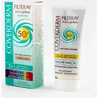 Coverderm Filteray Gezicht Plus Vettig Acneïsch SPF 50+ Getint / Getinte 2 in 1 Zonnecrème voor het gezicht Zachtbruin SPF 50+