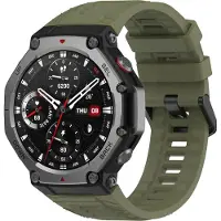 Strap-it Siliconen smartwatch bandje met gespsluiting - geschikt voor de Amazfit T-Rex 3 (olijfgroen)