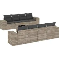 vidaXL 9-delige Loungeset met kussens poly rattan lichtgrijs