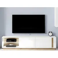 Vente-Unique.nl TV-meubel MURARI - 2 deuren en 2 nissen - met ledverlichting - Hoogglans wit en eiken