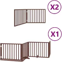 vidaXL Hondenhek inklapbaar 8 panelen 640 cm populierenhout bruin