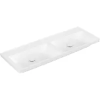 Villeroy & Boch Wastafel subway 3.0 dubbele wasbak met cerampicplus zonder kraangat zonder overloop 130x47x16.5 cm stone white