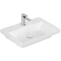 Villeroy & Boch Wastafel subway 3.0 met ceramicplus 1 kraangat zonder overloop 65x47x16.5 cm wit alpin