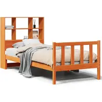 vidaXL Bed met boekenkast zonder matras grenenhout wasbruin 75x190 cm