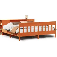 vidaXL Bed met boekenkast zonder matras grenenhout wasbruin 200x200 cm