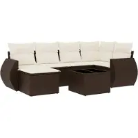 vidaXL 7-delige Loungeset met kussens poly rattan bruin