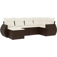 vidaXL 6-delige Loungeset met kussens poly rattan bruin