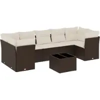 vidaXL 8-delige Loungeset met kussens poly rattan bruin