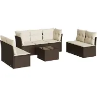 vidaXL 8-delige Loungeset met kussens poly rattan bruin