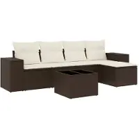 vidaXL 6-delige Loungeset met kussens poly rattan bruin
