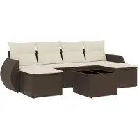vidaXL 7-delige Loungeset met kussens poly rattan bruin