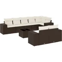 vidaXL 9-delige Loungeset met kussens poly rattan bruin