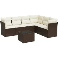 vidaXL 7-delige Loungeset met kussens poly rattan bruin
