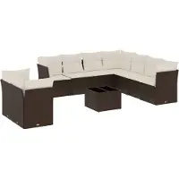 vidaXL 10-delige Loungeset met kussens poly rattan bruin