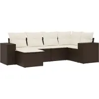 vidaXL 6-delige Loungeset met kussens poly rattan bruin