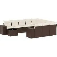 vidaXL 11-delige Loungeset met kussens poly rattan bruin