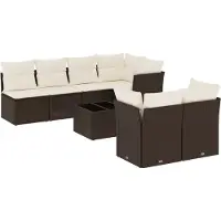 vidaXL 8-delige Loungeset met kussens poly rattan bruin