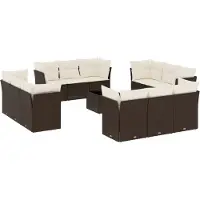 vidaXL 13-delige Loungeset met kussens poly rattan bruin