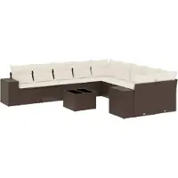 vidaXL - 11-delige - Loungeset - met - kussens - poly - rattan - bruin