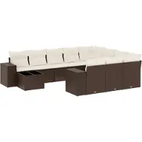 vidaXL 11-delige Loungeset met kussens poly rattan bruin