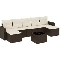 vidaXL 8-delige Loungeset met kussens poly rattan bruin
