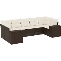 vidaXL 7-delige Loungeset met kussens poly rattan bruin