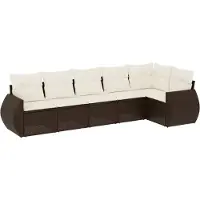 vidaXL 6-delige Loungeset met kussens poly rattan bruin