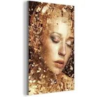 MuchoWow Aluminium schilderij 80x120 cm - Wanddecoratie metaal - Vrouw - Abstract - Kunst - Metalen muurdecoratie woonkamer - Decoratie industrieel - Foto op dibond - Industriële accessoires slaapkamer