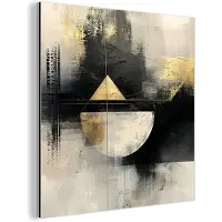 MuchoWow Aluminium schilderij 50x50 cm - Wanddecoratie metaal - Abstract - Zwart - Verf - Modern - Metalen muurdecoratie woonkamer - Decoratie industrieel - Foto op dibond - Industriële accessoires slaapkamer