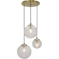 Olucia - DOLF - Hanglamp - Transparant / Messing - 3L - Vorm: Rond