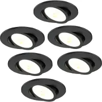 LEDVION - 6X LED Inbouwspot - Zwart - Dimbaar - 7W - IP65 - CCT - COB - Ø90mm