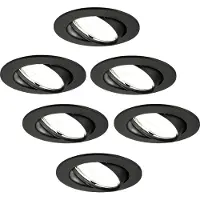 LEDVION - 6X LED Inbouwspot Amsterdam - Zwart - Dimbaar - 3W - 4000K - Ø82 mm