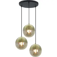 Olucia - NALINI - Hanglamp - Amber / Messing - 3L - Vorm: Rond