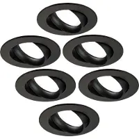 LEDVION - 6X LED Inbouwspot Rio - Zwart - Dimbaar - 3W - 6500K - Ø85 mm