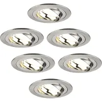 LEDVION - 6X LED Inbouwspot Tokyo - RVS - Dimbaar - 3W - 2700K - Ø92 mm