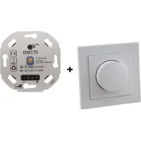 Olucia - LED dimmer, 0,5 - 200W, met witte afdekraam en centraalplaat - Vorm: Vierkant