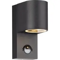 Olucia - Moderne buiten wandlamp met bewegingssensor zwart, Corina, IP54 - Vorm: Rechthoek