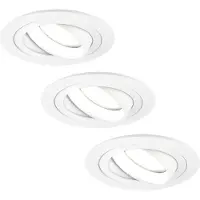 LEDVION - 3X LED Inbouwspot Tokyo - Wit - Dimbaar - 3W - 6500K - Ø92 mm