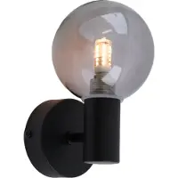 Olucia - AMER - Badkamer Wandlamp - Zwart / Grijs - Geschikt voor Badkamer - Vorm: Rond