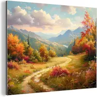 MuchoWow Aluminium schilderij 120x90 cm - Wanddecoratie metaal - Landschap - Illustratie - Natuur - Metalen muurdecoratie woonkamer - Decoratie industrieel - Foto op dibond - Industriële accessoires slaapkamer