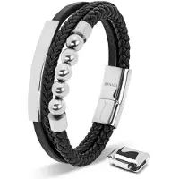 SERASAR Armband voor Heren [Pearl] - Zilver 17cm - Magnetische Roestvrijstalen Sluiting
