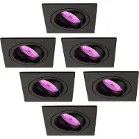 LEDVION - 6X SMART LED Inbouwspot Sevilla - Dimbaar - WiFi - Zwart
