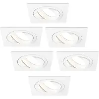 LEDVION - 6X LED Inbouwspot Sevilla - Dimbaar - 3W - 2700K - Ø92 mm - Wit