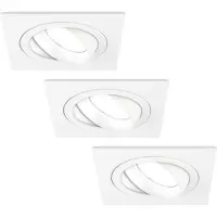 LEDVION - 3X LED Inbouwspot Sevilla - Dimbaar - 3W - 6500K - Ø92 mm - Wit