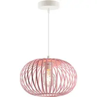 Olucia - LIEVE - Hanglamp voor kinderkamer - Roze / Wit - Geschikt voor Tienerkamer/Kinderkamer/Babykamer - Vorm: Rond