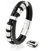 SERASAR Leren Armband Heren [Spirit] - Zilver 20cm - met Sieradendoosje In Geschenkverpakking
