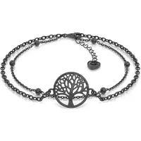 SERASAR Armband Van Sterling Zilver [Life] met boomsymbool - Zwart - 925 Sieraden