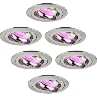 LEDVION - 6X SMART LED Inbouwspot Tokyo - RVS - Dimbaar