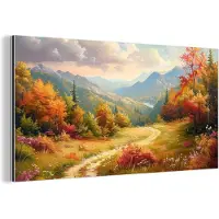 MuchoWow Aluminium schilderij 40x20 cm - Wanddecoratie metaal - Landschap - Illustratie - Natuur - Metalen muurdecoratie woonkamer - Decoratie industrieel - Foto op dibond - Industriële accessoires slaapkamer