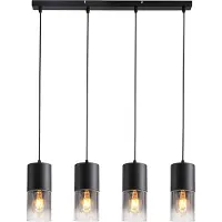 Olucia - HUY - Hanglamp - Zwart / Grijs - 4L - Vorm: Rechthoek